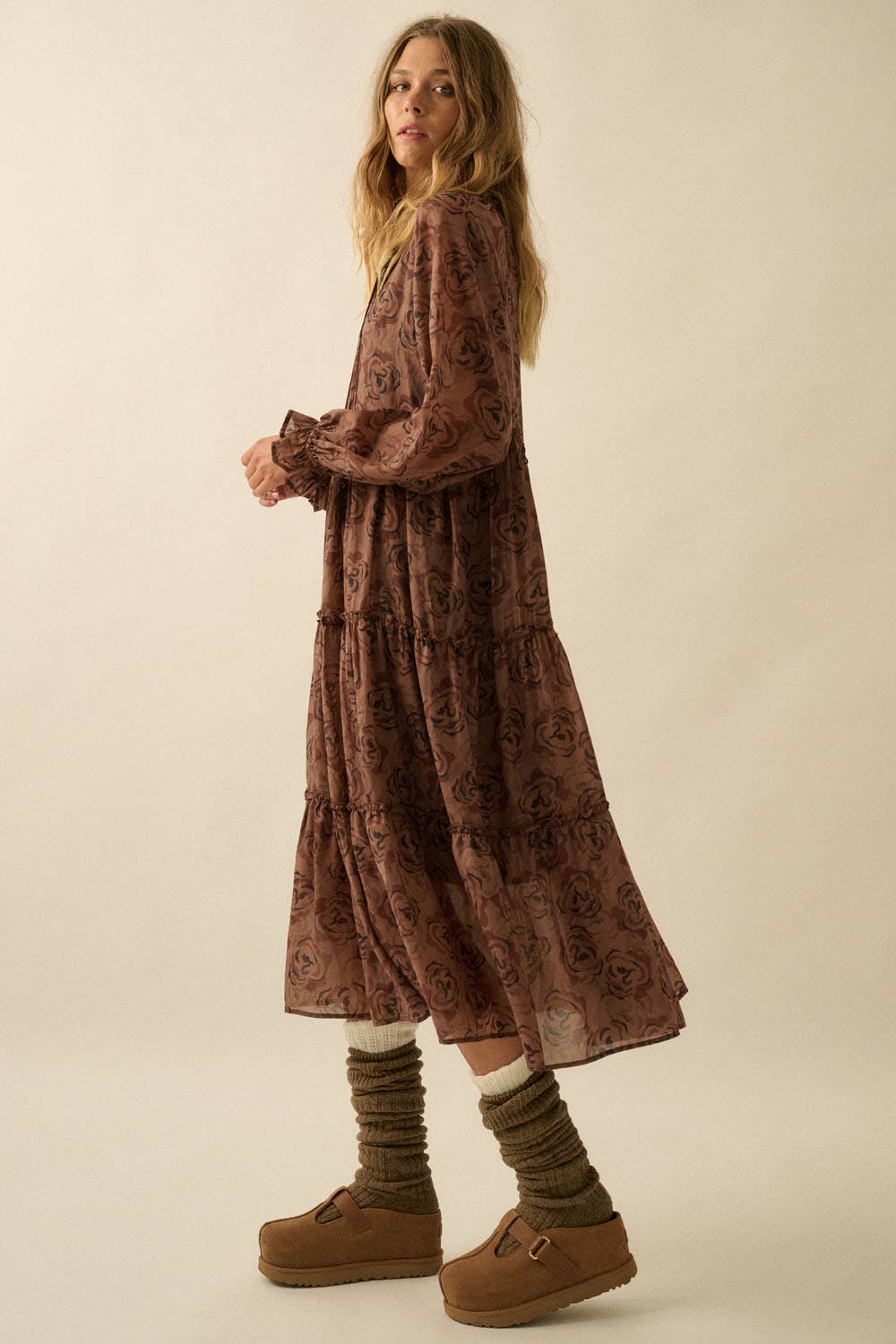 Mojave Floral Tiered Midi Dress