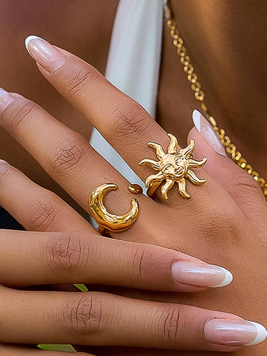 Solstice 18K Gold Non-Tarnish Boho Sun Statement Ring