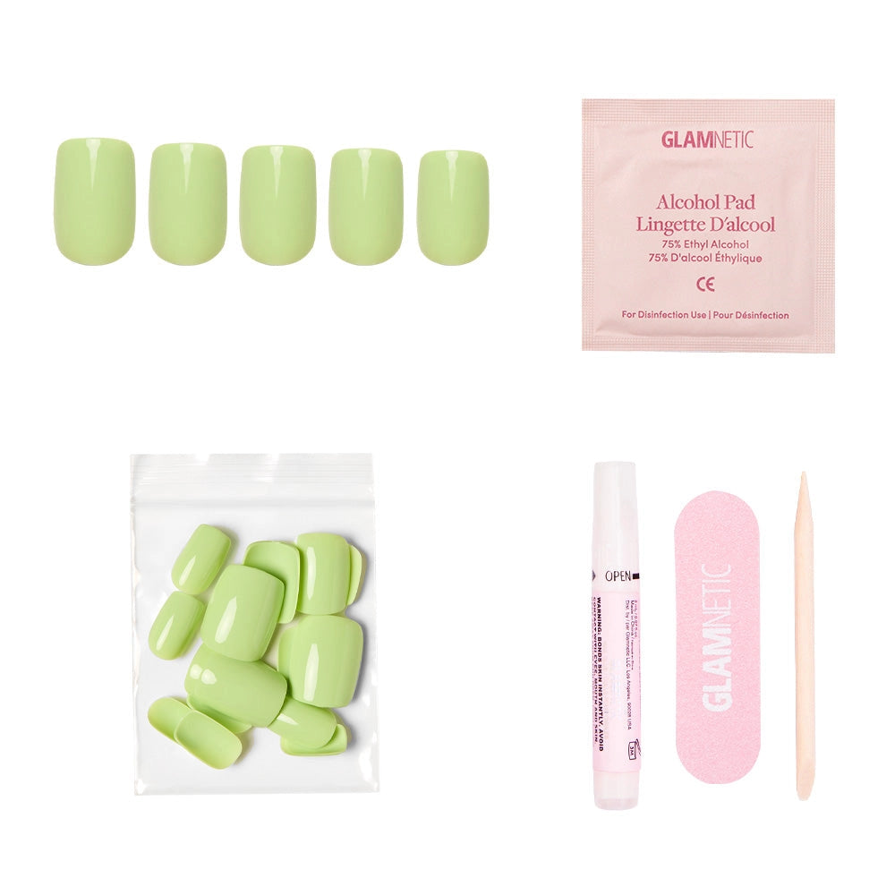 Light Sage Press-On Nails | Solid Short Squoval
