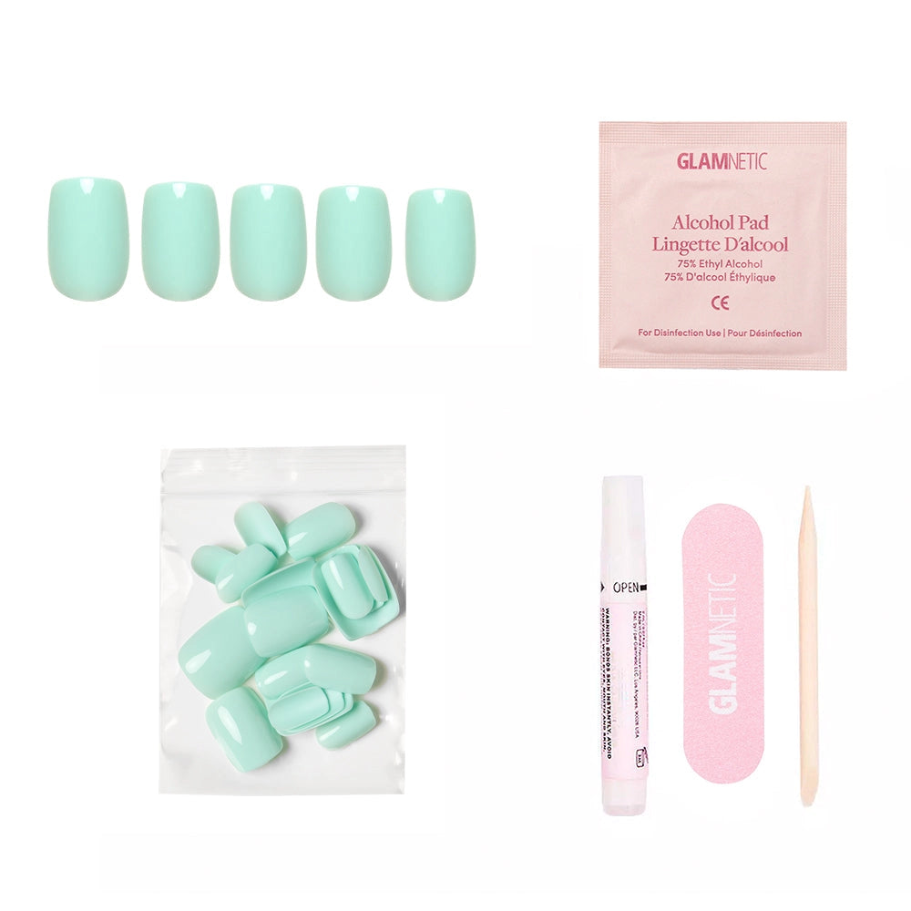 Soft Teal Press-On Nails | Short Squoval Solid