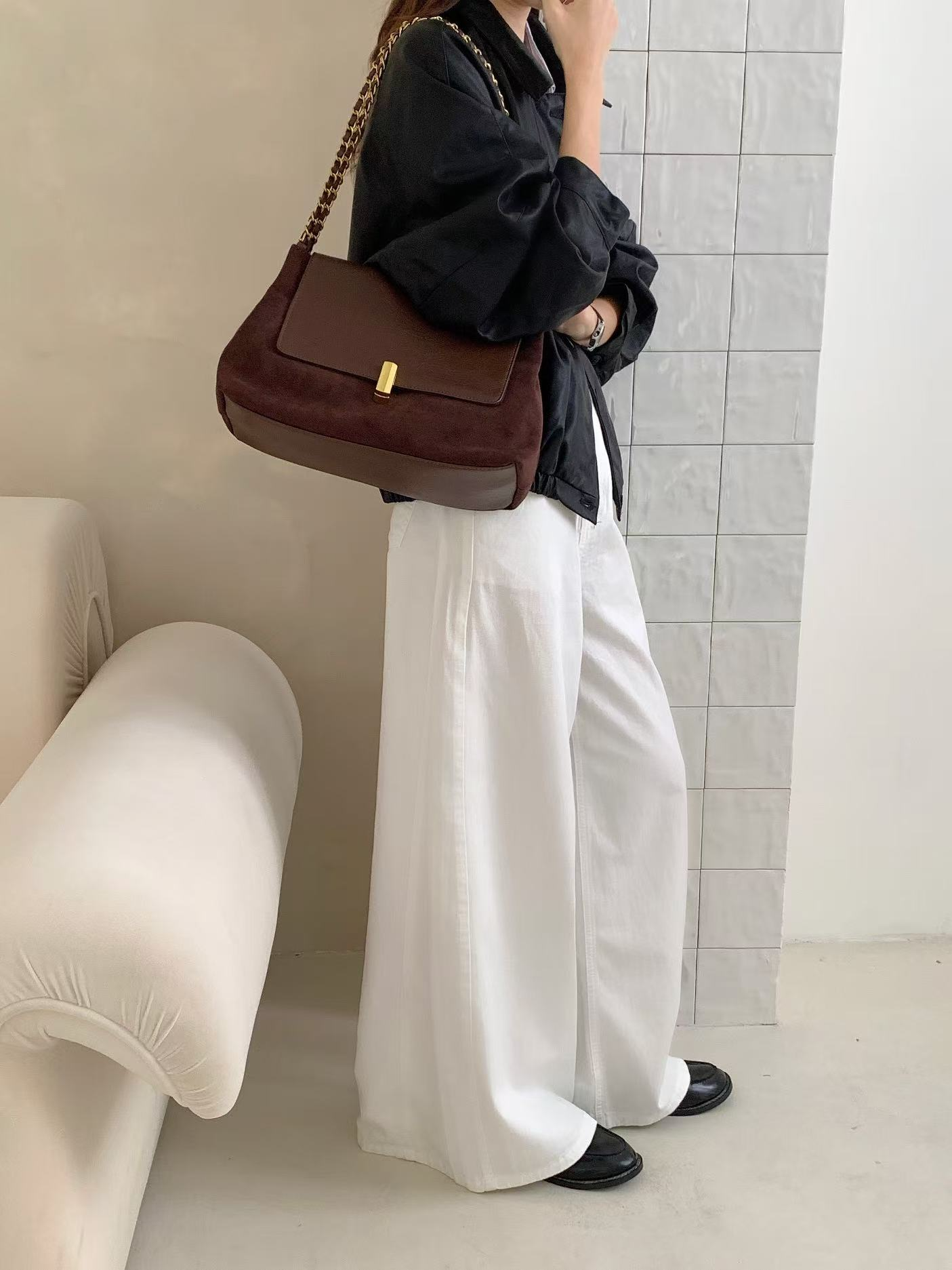 5th Avenue Microfiber Leather Shoulder Bag