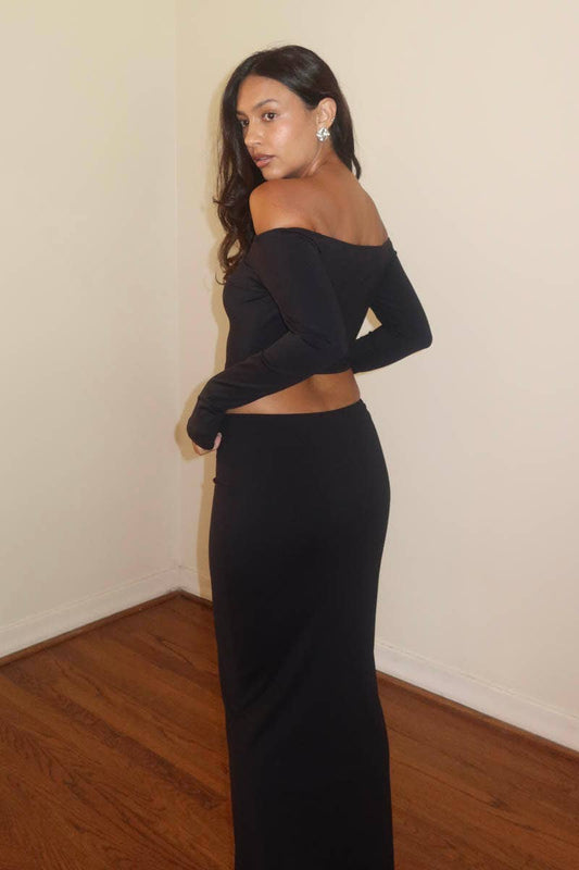 Eugenia Off The Shoulder Crop Top w/ Maxi Skirt