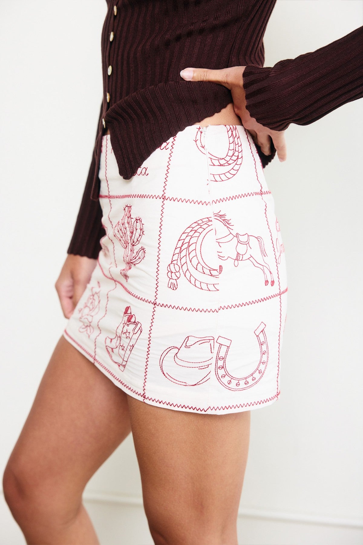 Lou Embroidered Mini Skirt