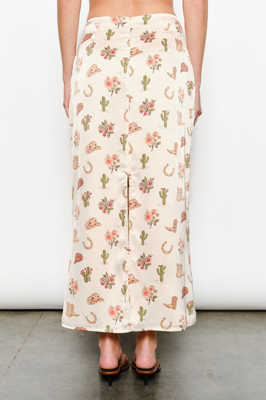 Casey Cowboy Print Maxi Skirt
