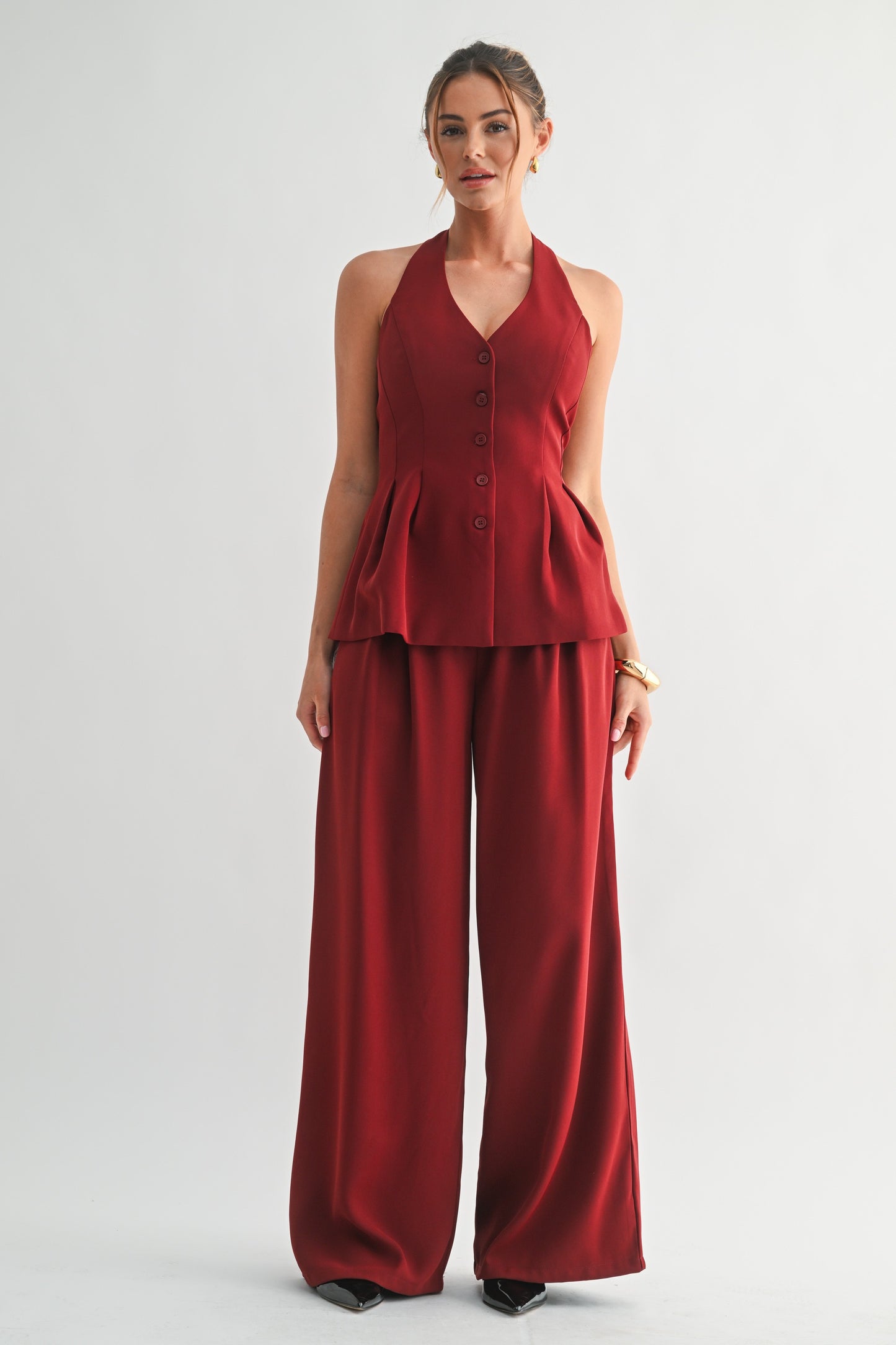 Carly Pleated Halter Vest Top
