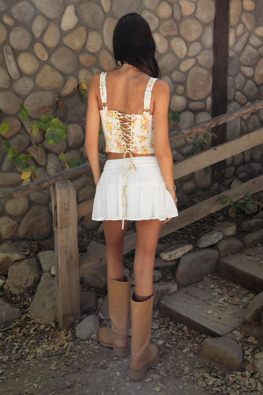 Ynes Crinkle Gauze Tiered Mini Skort