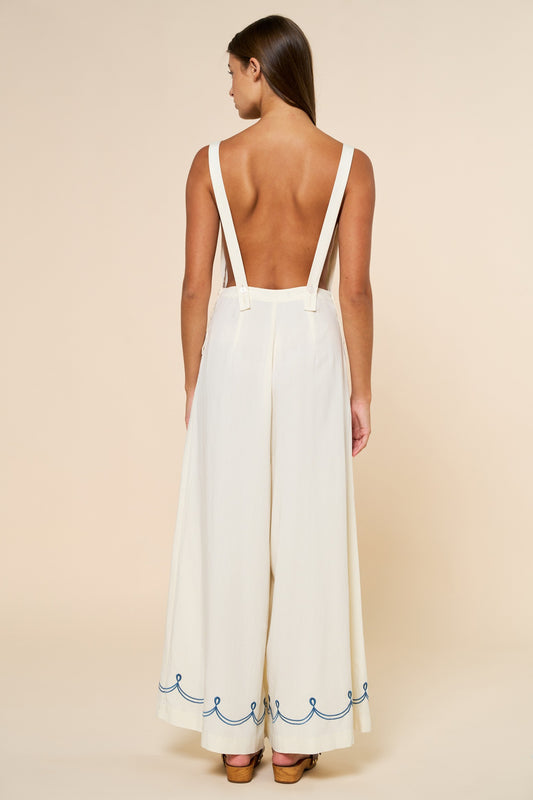 Marina Embroidered Wide Leg Jumpsuit