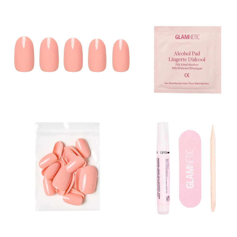 Peach Coral Press-On Nails | Short Round