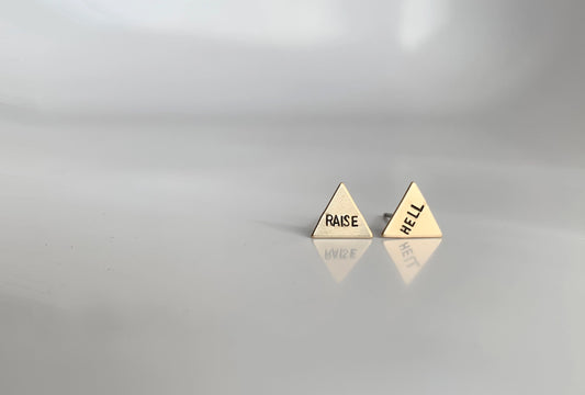 Raise Hell, Hand Stamped Earrings