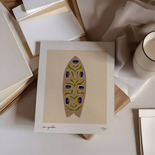 Beige Sea Garden | Surfboard Print