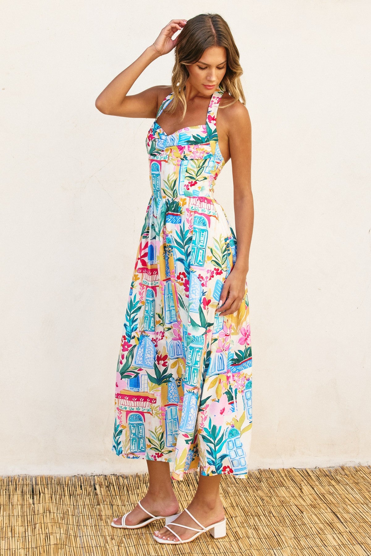 Long Summer Halter Neck Midi Dress