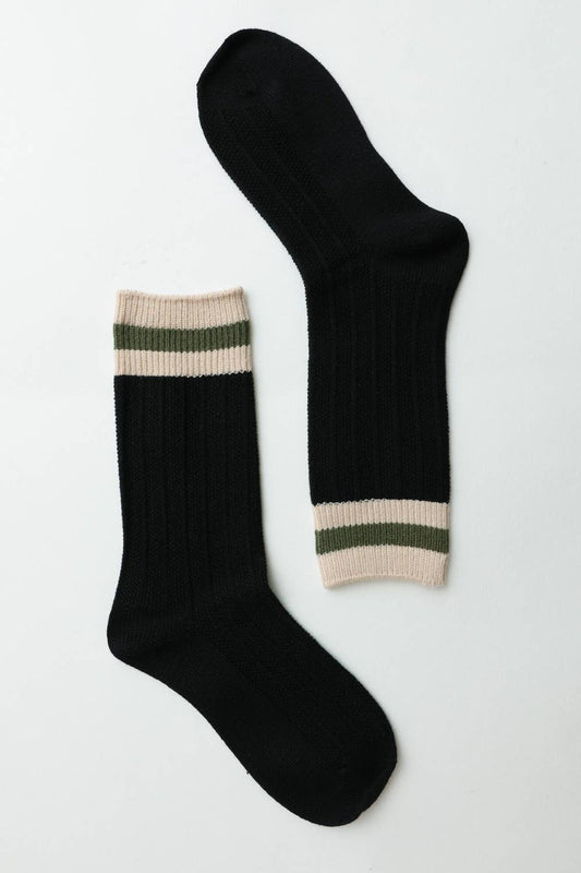 Retro Color Block Wool Blend Crew Socks