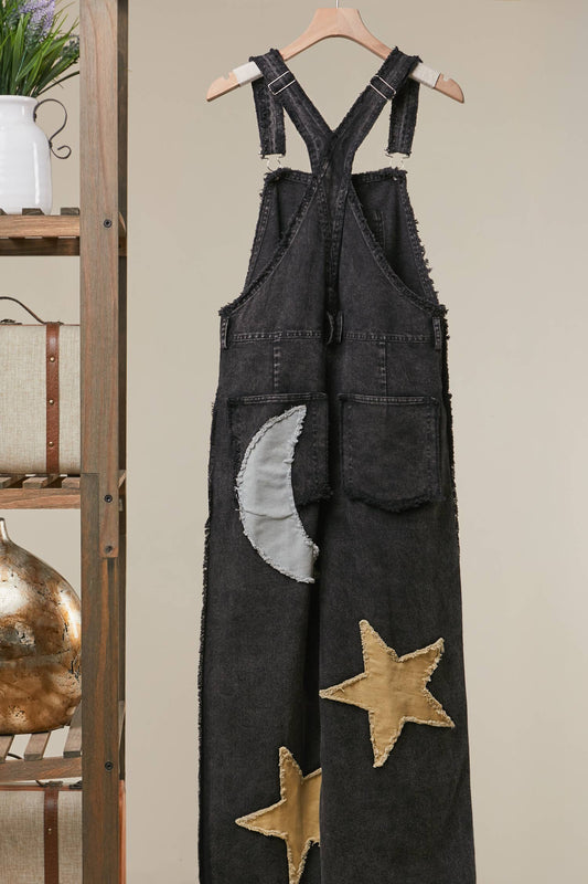 Moon and Stars Patchwork Overalls