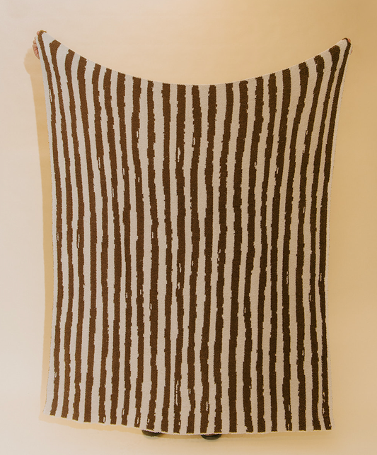 Stripe Plush Throw - Mocha & Cream