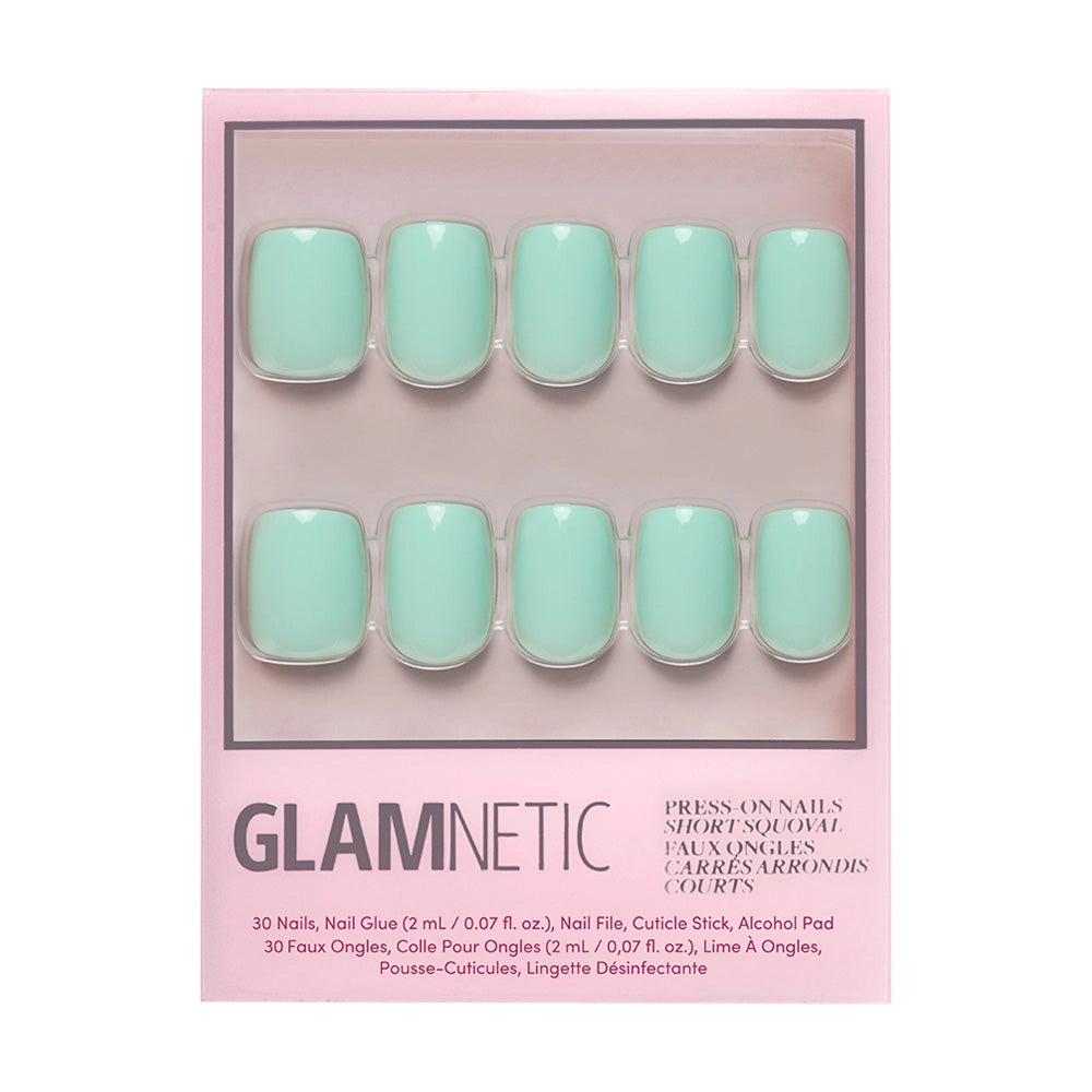 Soft Teal Press-On Nails | Short Squoval Solid