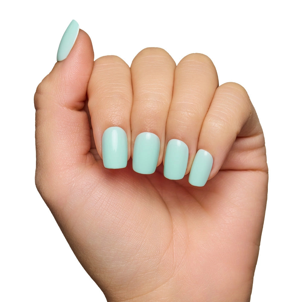 Soft Teal Press-On Nails | Short Squoval Solid