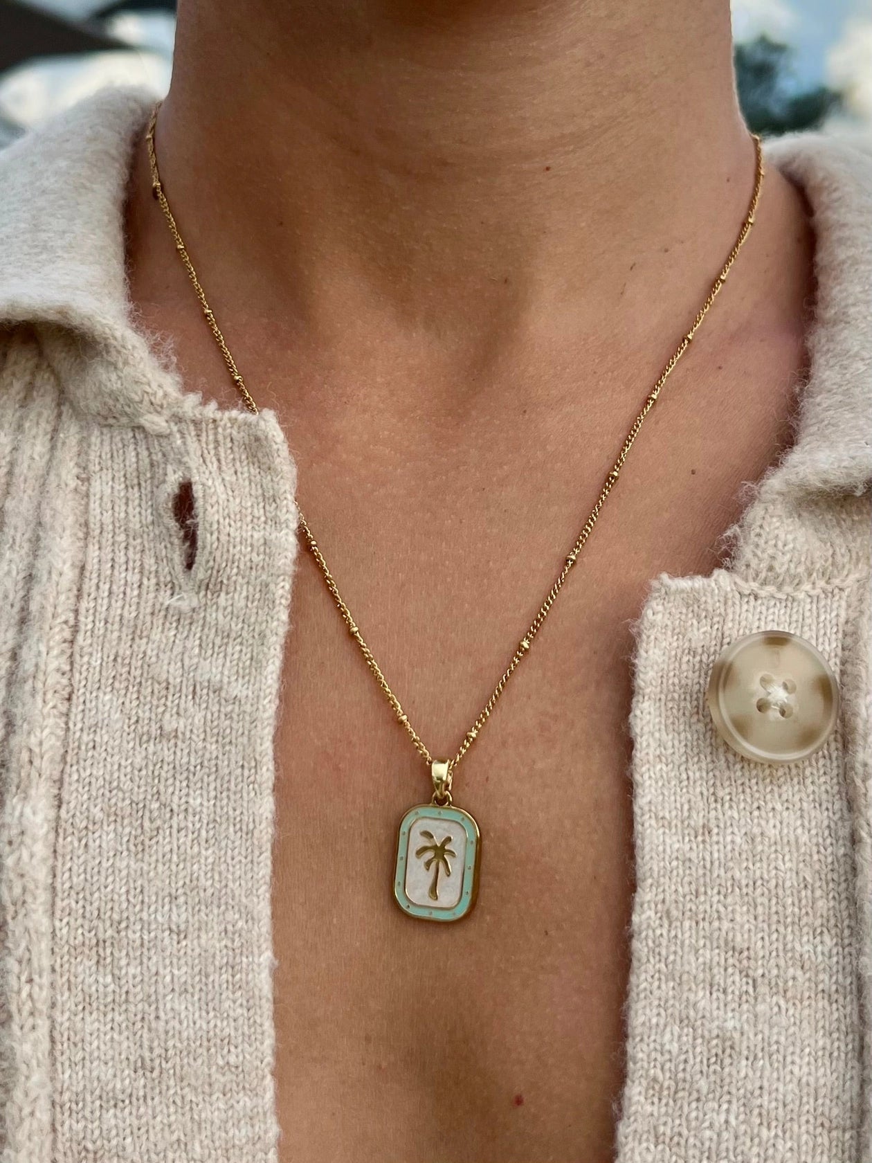 Green Palms Necklace | Waterproof Beach Jewelry