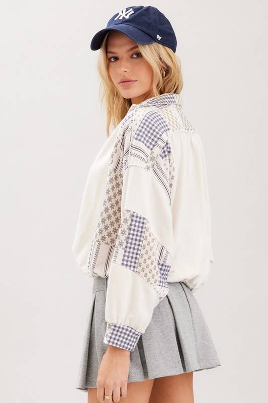 Cascades Patch Printed Slouchy Top