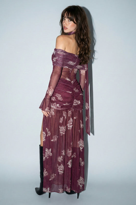 Leda Floral Mesh Maxi Dress