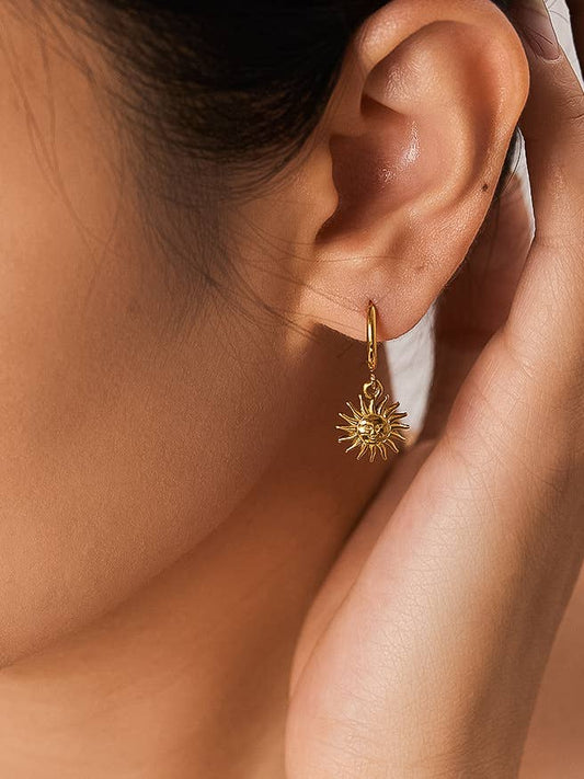 Pascale 18K Gold Non-Tarnish Sun Hoop Earrings