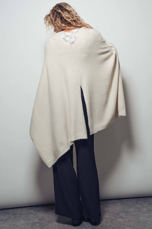 Raquel Asymmetrical Back Slit Knit Poncho
