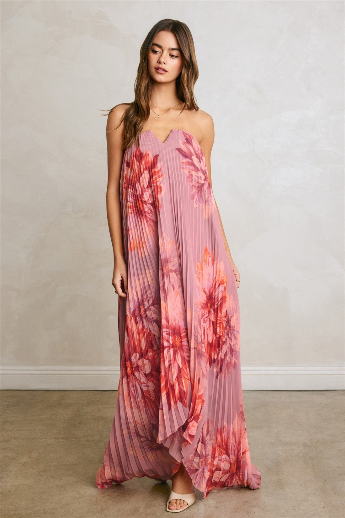 dahlia maxi dress Garden Pleated Column effortless look Lace Mini Dress OT: Contrast Stitching Size:12 - 18 M