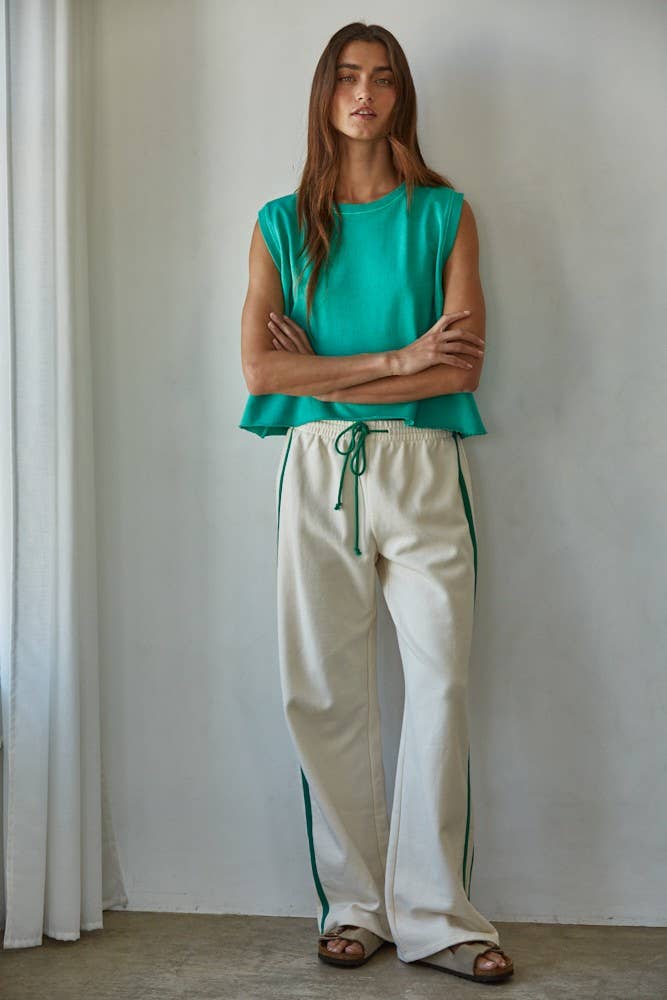 Ava French Terry Contrast Trim Pants