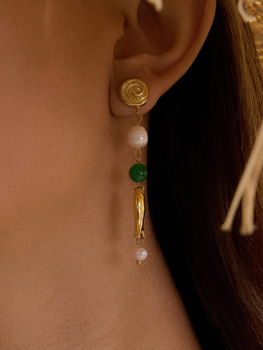 Palermo 18K Gold Non-Tarnish Freshwater Pearl Fish Earrings