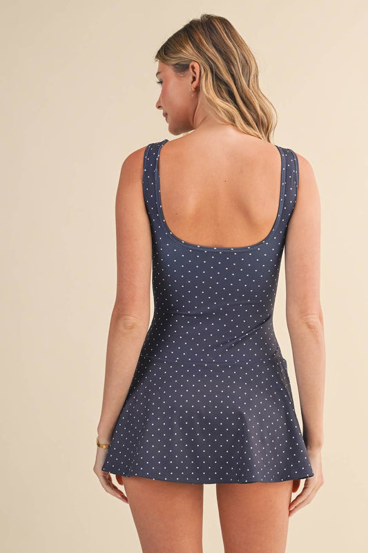 Sally Polka Dot Print A-Line Mini Dress with Drop Waist