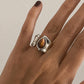 Jaspe Silver Non-Tarnish Tiger Eye Statement Ring