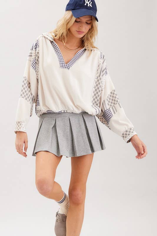 Cascades Patch Printed Slouchy Top