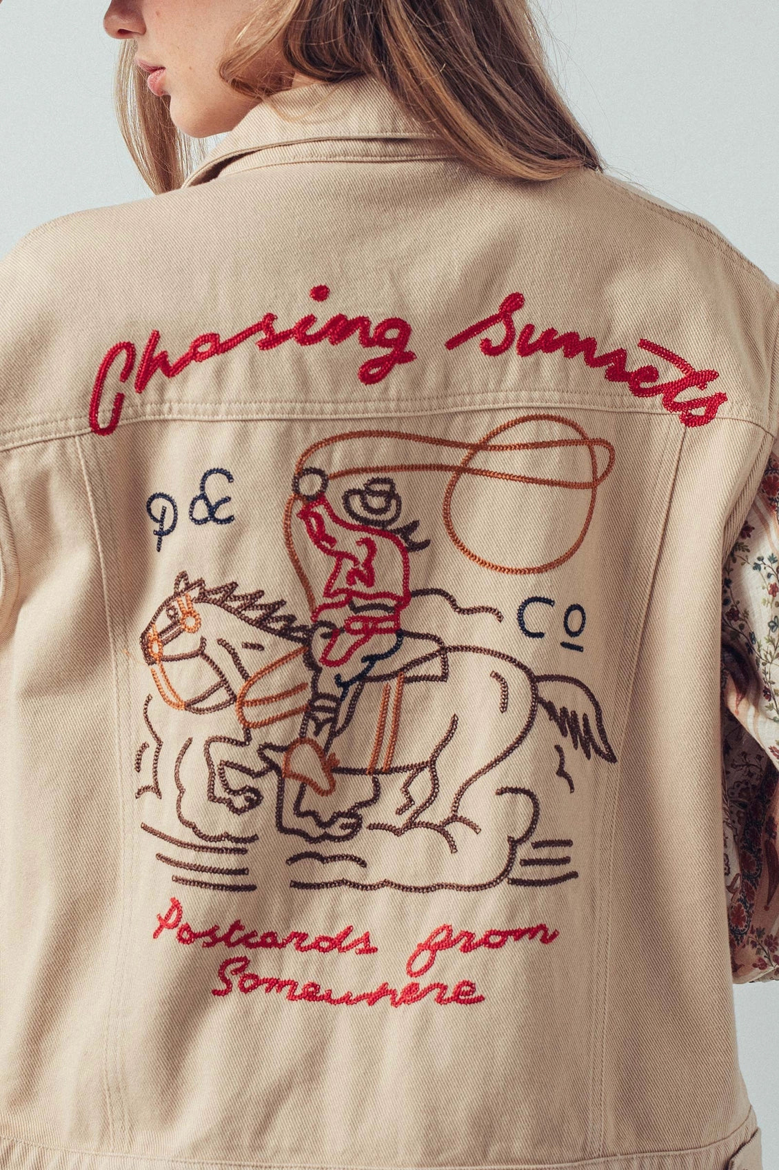 Western Sunset Embroidered Denim Vest