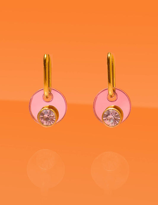 Deco Glam Medallion Oval Hoops - Rose Gold