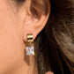 Glissade 18K Gold Non-Tarnish CZ Drop Huggie Earrings