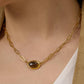 Shay 18K Gold Non-Tarnish Oval Stone Chain Necklace