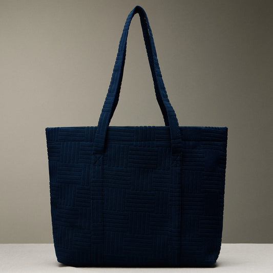 Luxe Terry Grid Pattern Tote & Beach Bag - One Left!
