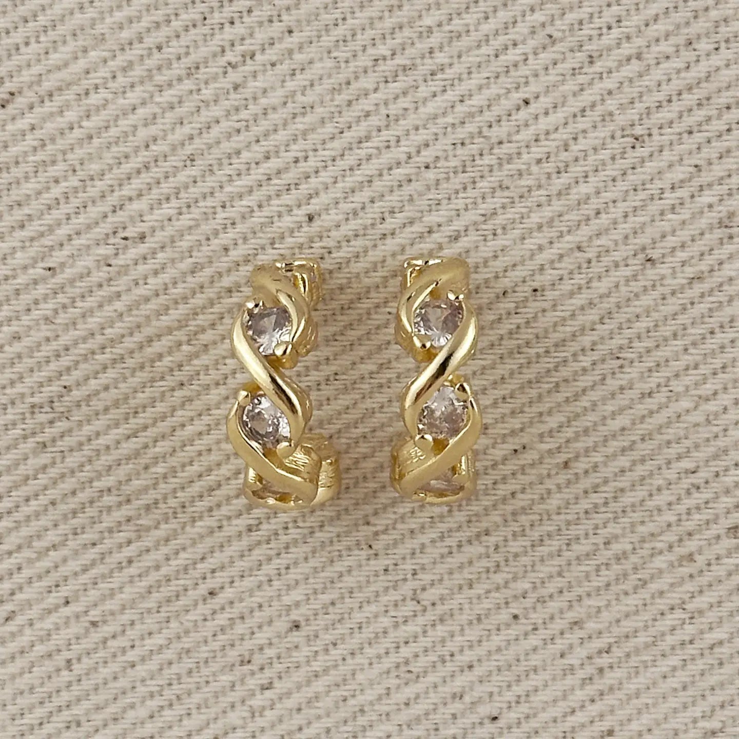 18k Gold Filled Infinity Cz C-Hoop Earrings