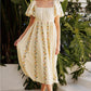 Gretchen Floral Vine Embroidery Midi Dress