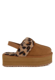 Kutchu Leopard Faux Fur Platform Classic Slingback