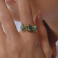 Sorrel 18K Gold Non-Tarnish Green Stone Triple Ring