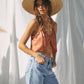 Villanova Satin Tie-strap Scallop Hem Crop Top