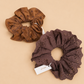 Brown Eyelet and Faux Suede Floral Mega Scrunchies