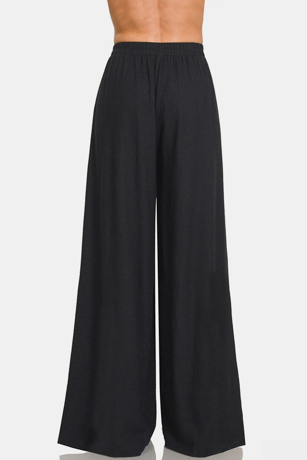 Always Near Pleated Linen Blend Pants - Black