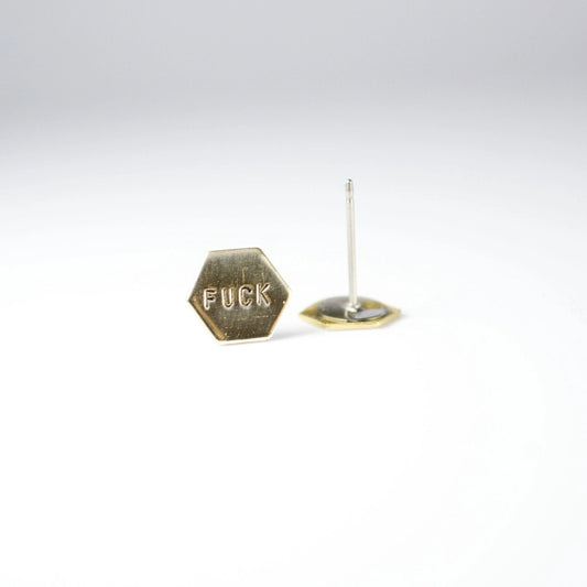 Fuck Yeah, Hexagon Earrings