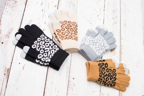 Guantes elásticos con tacto de leopardo