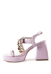 Frecklin Metal Chain Strap Block Sandals