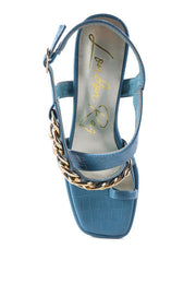 Frecklin Metal Chain Strap Block Sandals