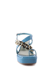 Frecklin Metal Chain Strap Block Sandals