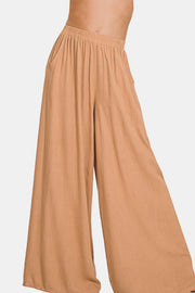 Always Near Pleated Linen Blend Pants - Tan