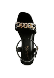 Illusion Geometric Cut Diamante Chain Sandals